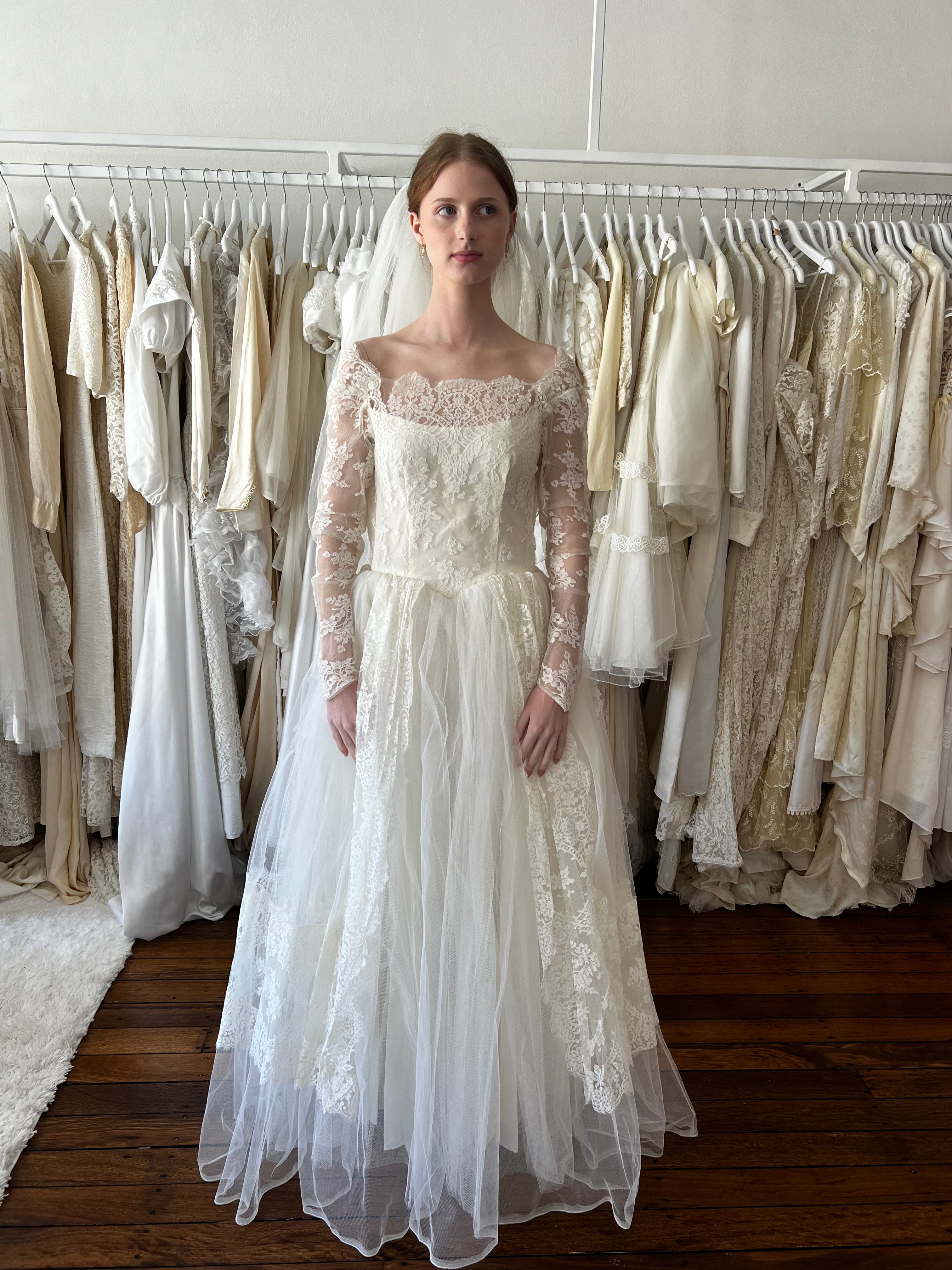 50s Lace Ball Gown Dress