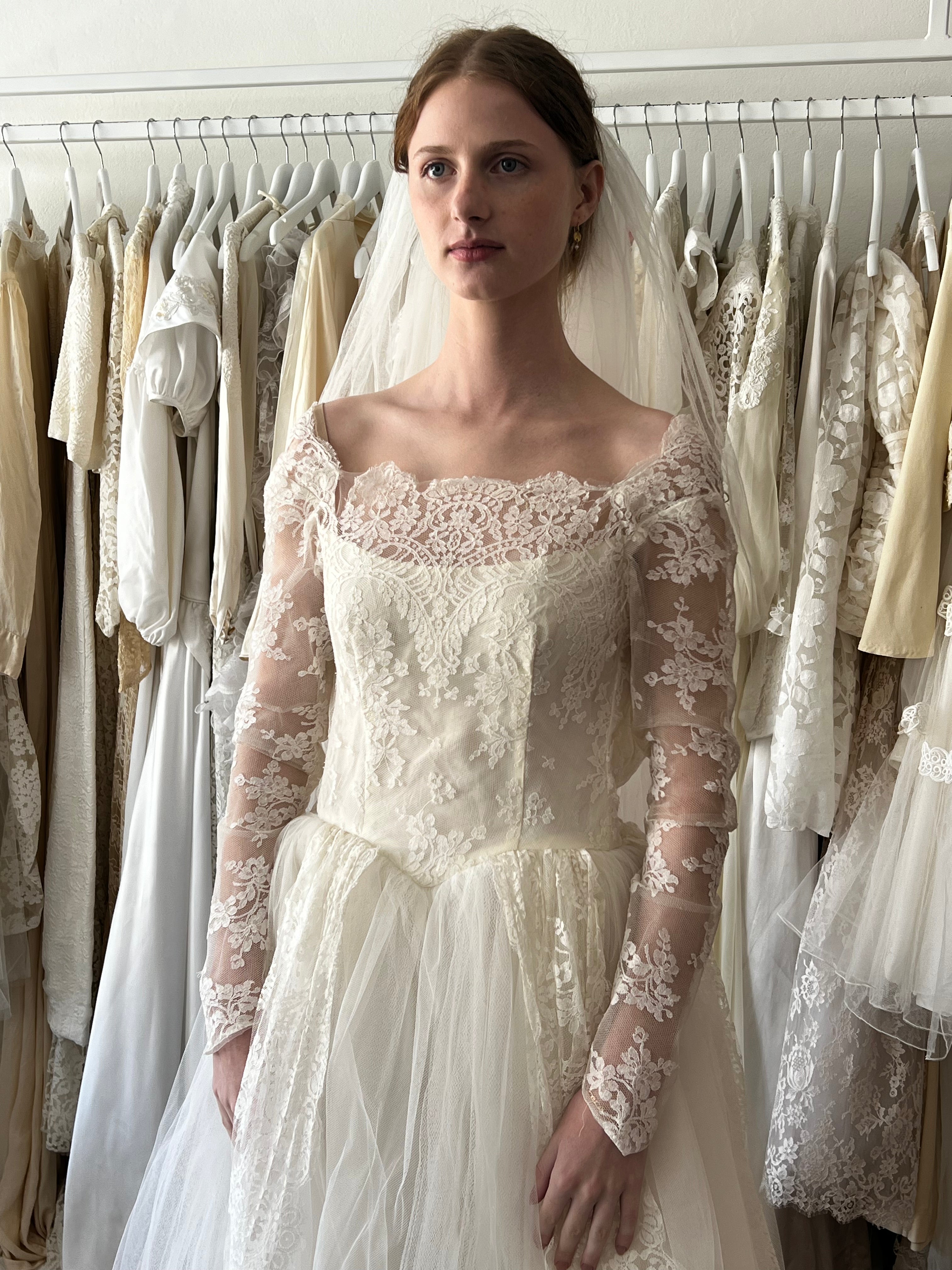 50s Lace Ball Gown Dress