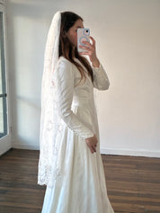 70s Tambour Embroidery Waltz Veil