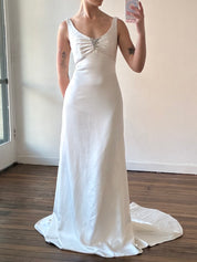 90s Alfred Angelo Silky Backless Empire Dress