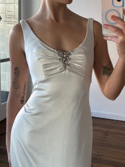 90s Alfred Angelo Silky Backless Empire Dress