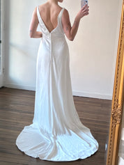 90s Alfred Angelo Silky Backless Empire Dress