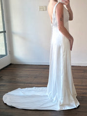90s Alfred Angelo Silky Backless Empire Dress