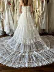 1957 Strapless Tiered Skirt Ballgown