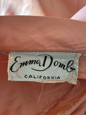 60s Peach Taffeta Pleated Sleeve A-line Dress