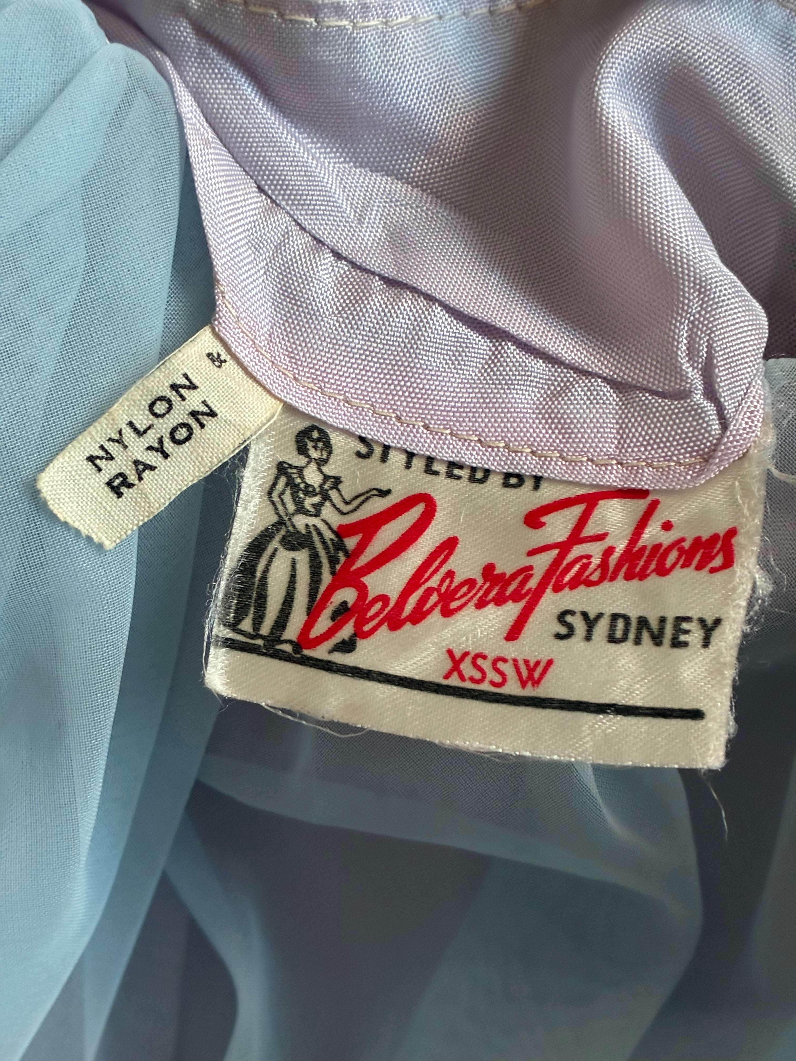 50s Periwinkle and Sky Blue Gathered Chiffon Mini