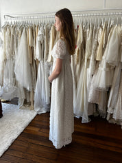 50s Lace Front Yoke Empire Dress