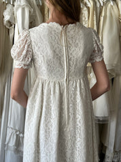 50s Lace Front Yoke Empire Dress