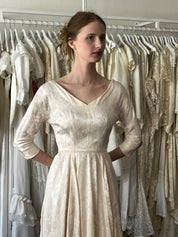 40s Blush Embossed Silk Satin Dress