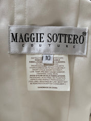 2000s Maggie Sottero Couture Strapless Asymmetrical Pleated Dress