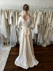 40s Blush Embossed Silk Satin Dress