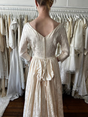 40s Blush Embossed Silk Satin Dress