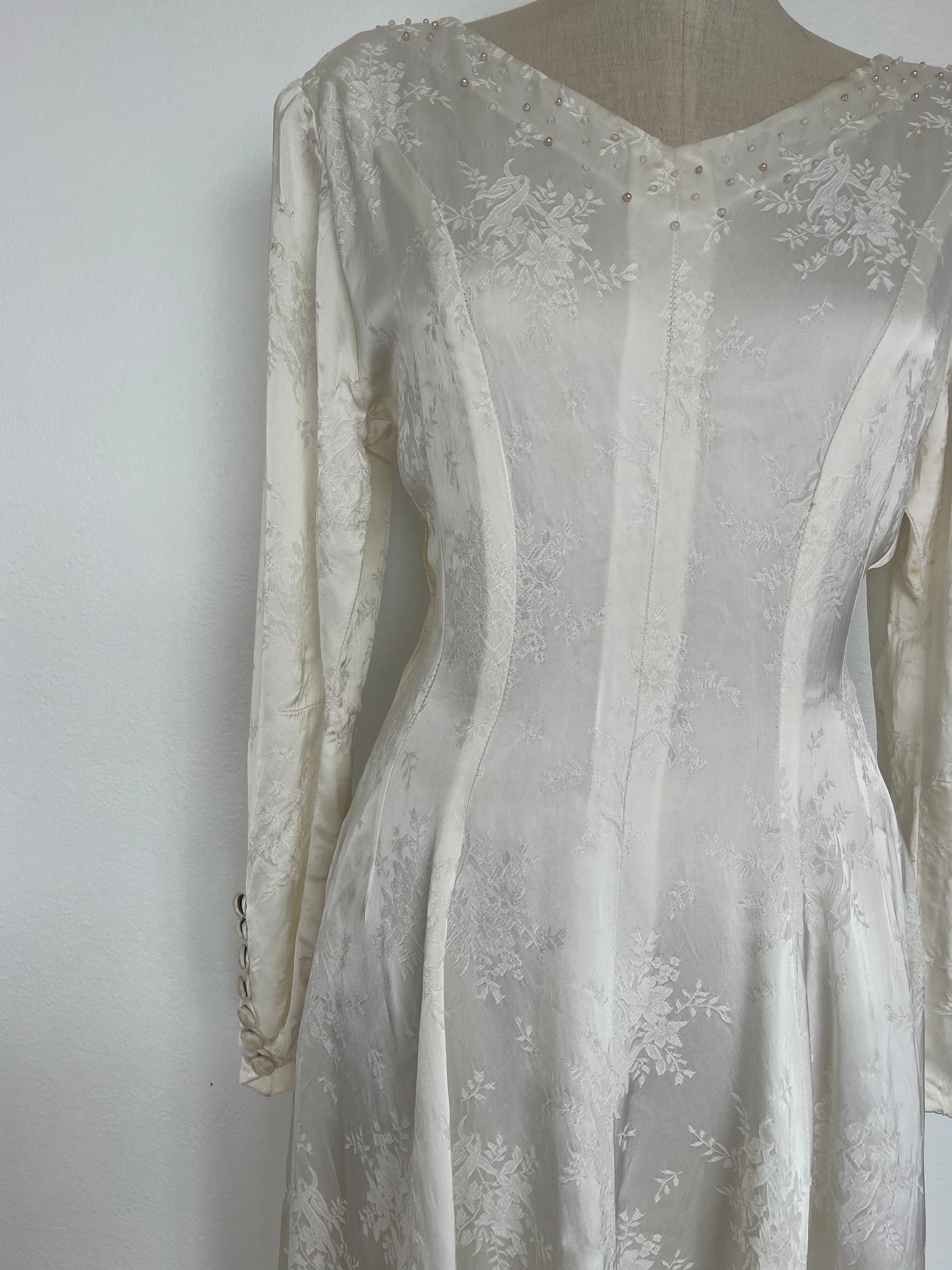 1960s Embossed Satin Dress