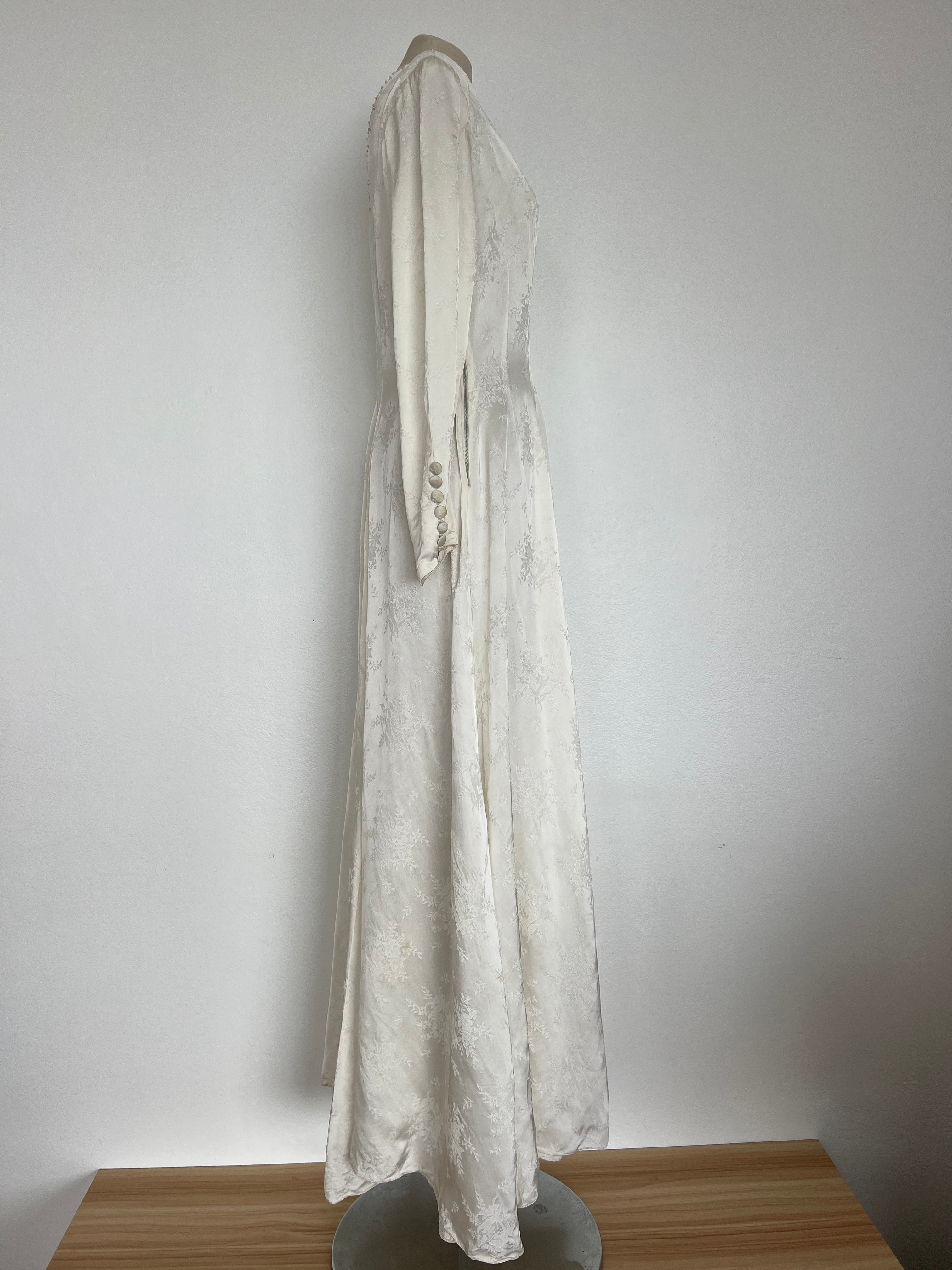 1960s Embossed Satin Dress