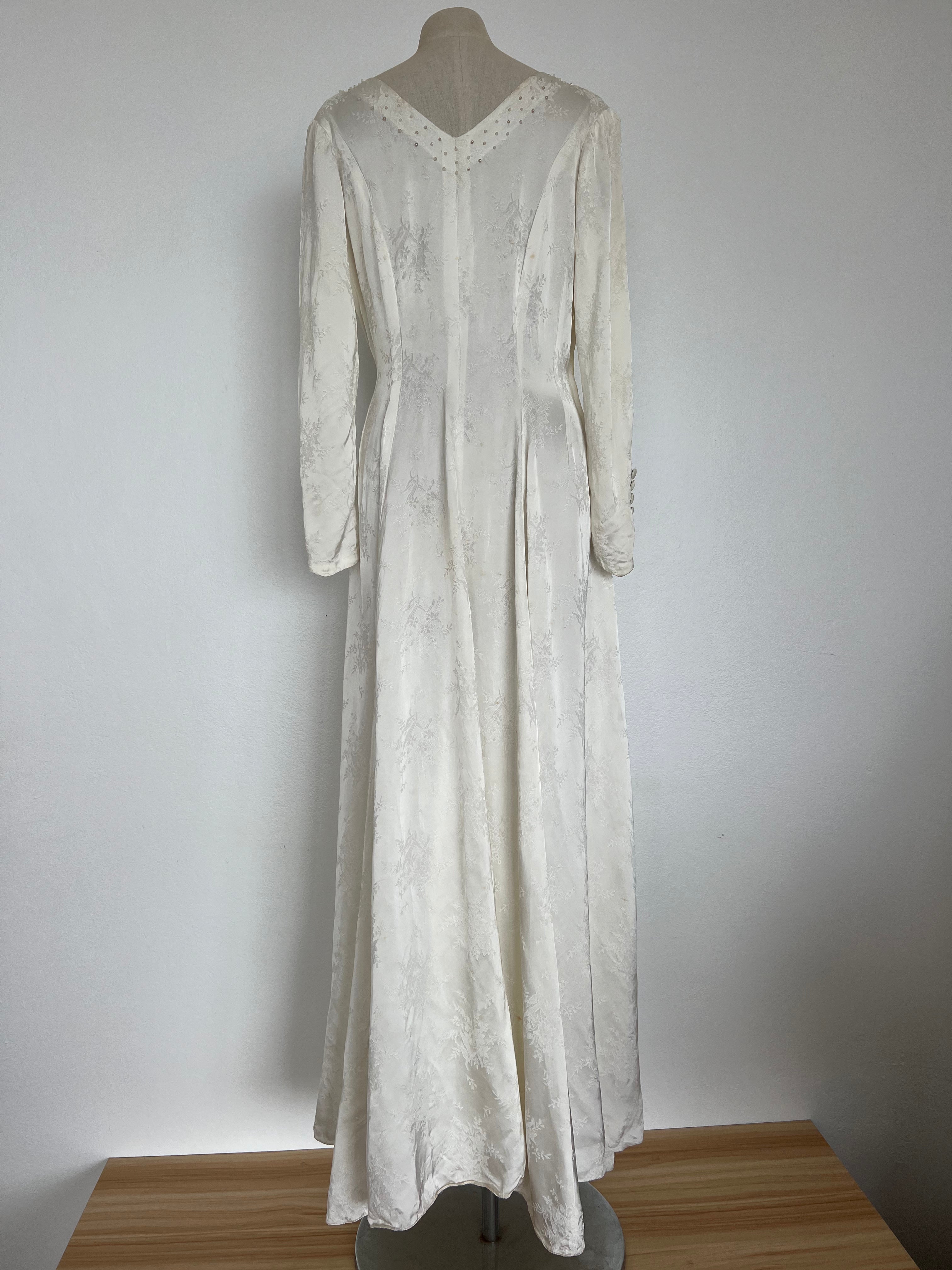 1960s Embossed Satin Dress