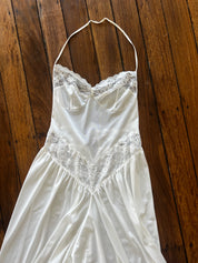90s Backless Halter Lace Basque Waist Lingerie Dress