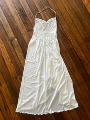 90s Backless Halter Lace Basque Waist Lingerie Dress