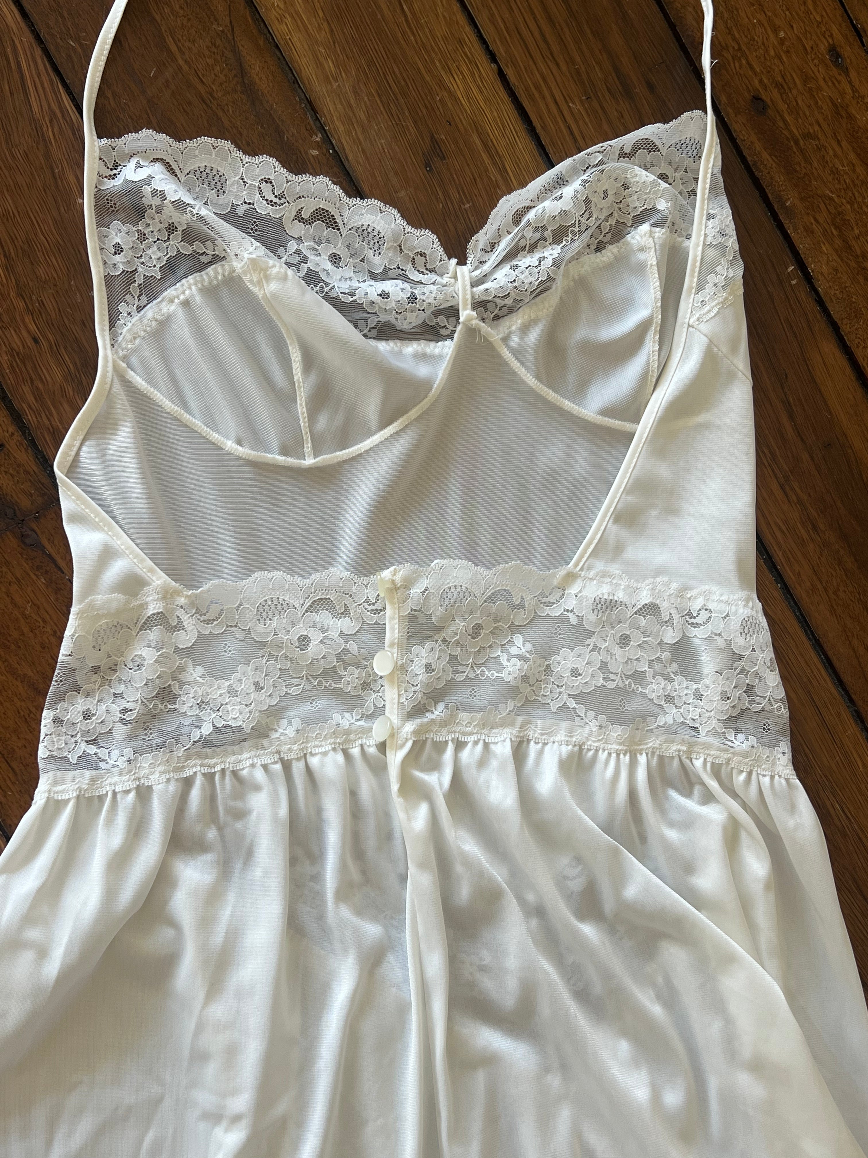 90s Backless Halter Lace Basque Waist Lingerie Dress