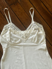 80s Intricate Lace Detail Lingerie Midi Dress