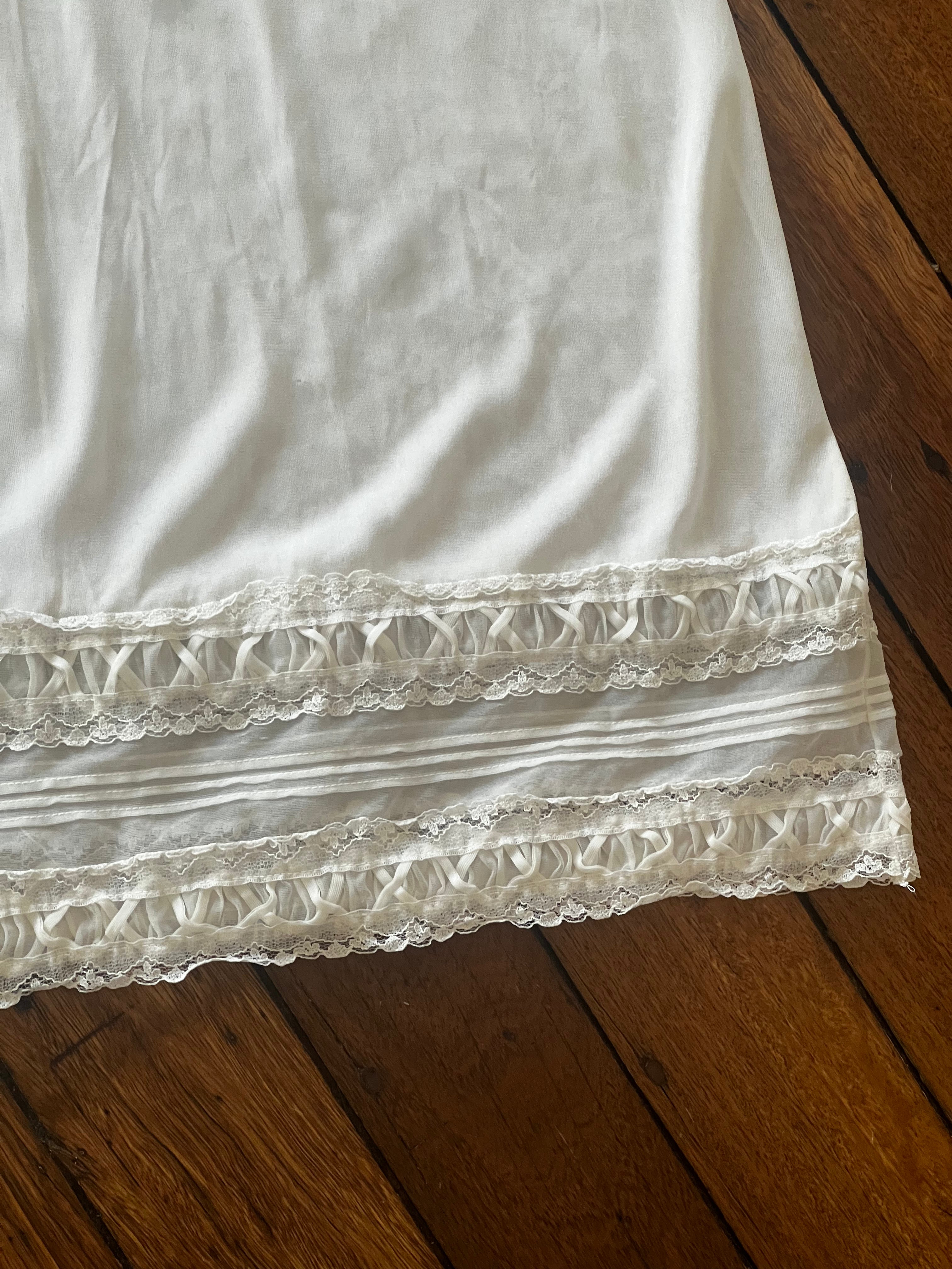 80s Intricate Lace Detail Lingerie Midi Dress