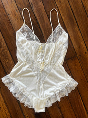 90s Lace Detail Tie Up Lingerie Playsuit
