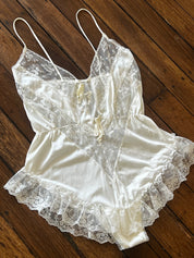 90s Lace Detail Tie Up Lingerie Playsuit
