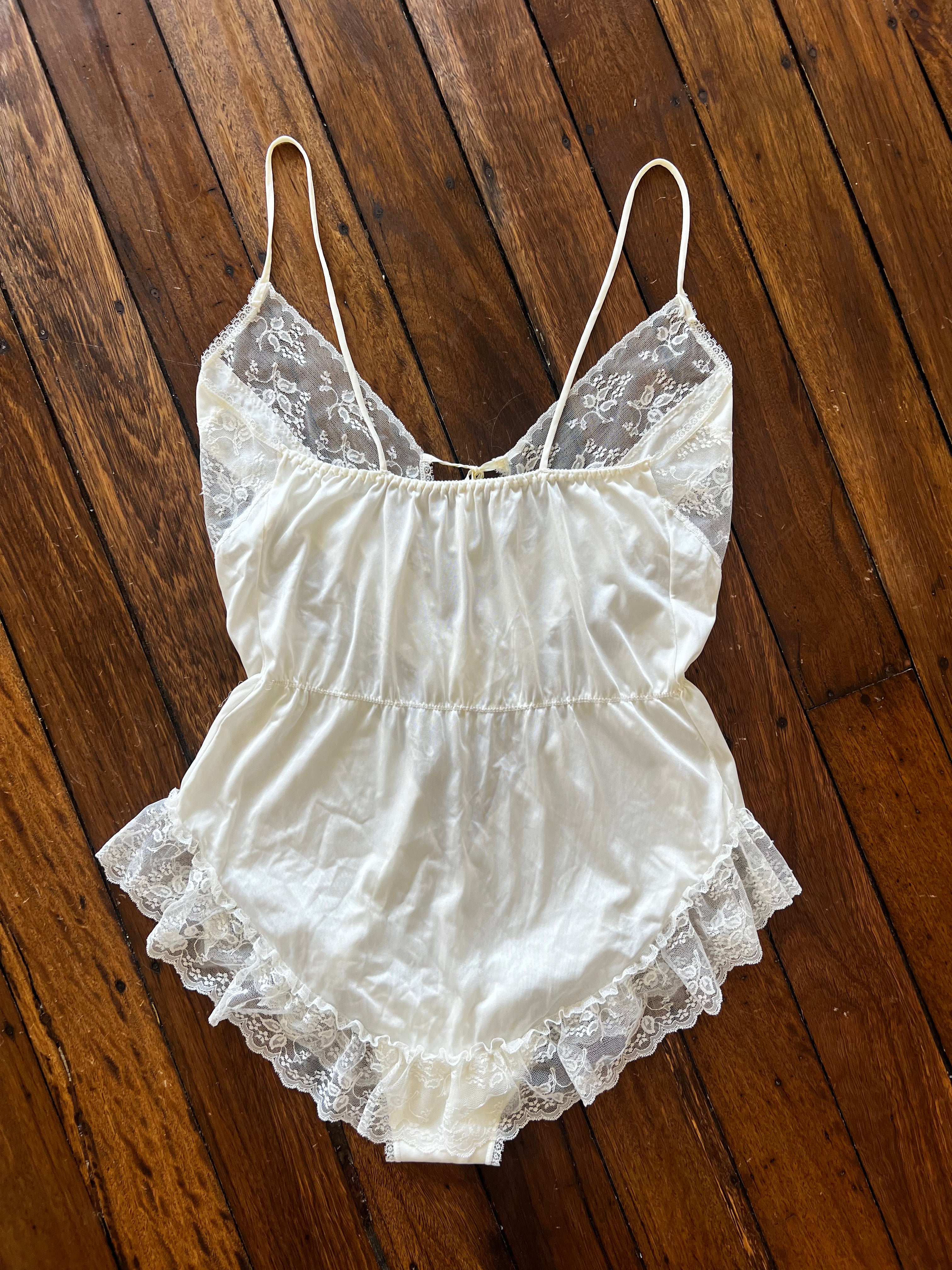 90s Lace Detail Tie Up Lingerie Playsuit
