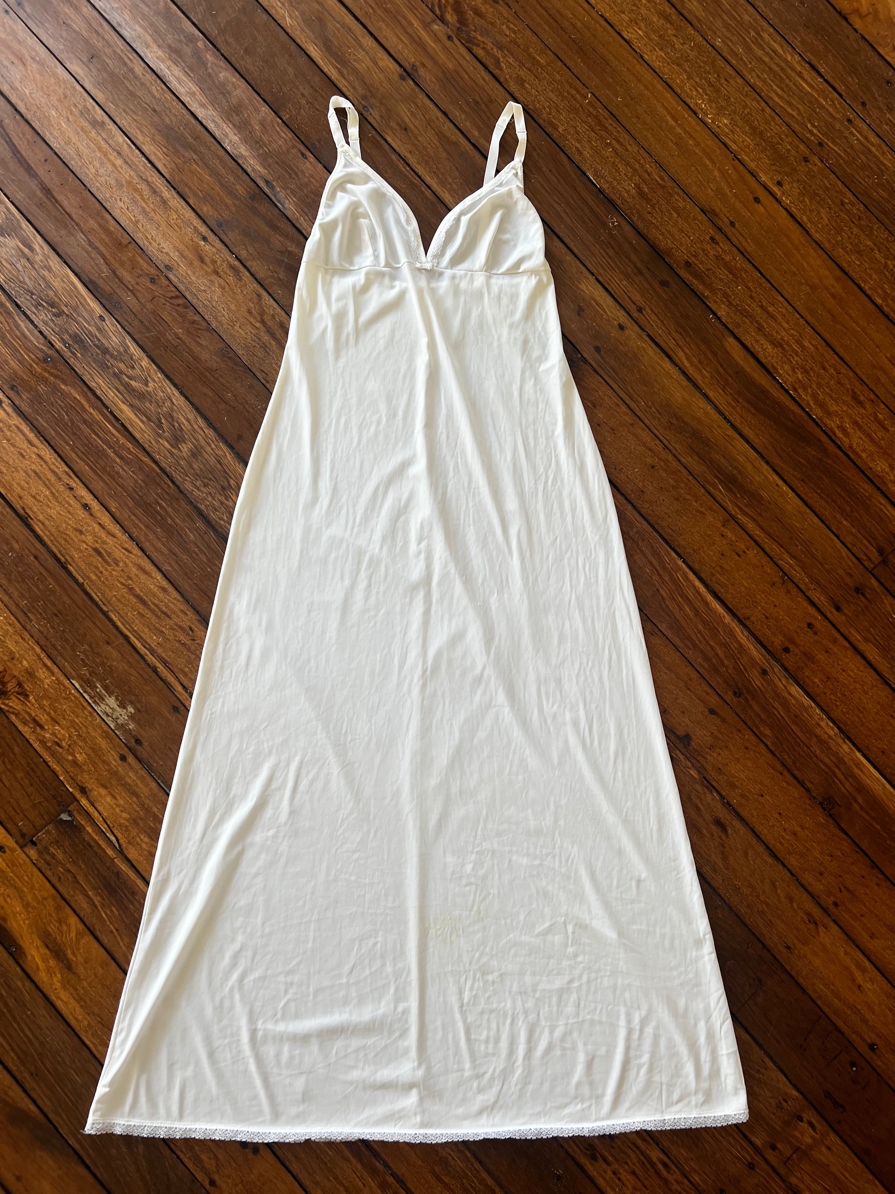 80s Plunge Neck Maxi Lingerie Dress