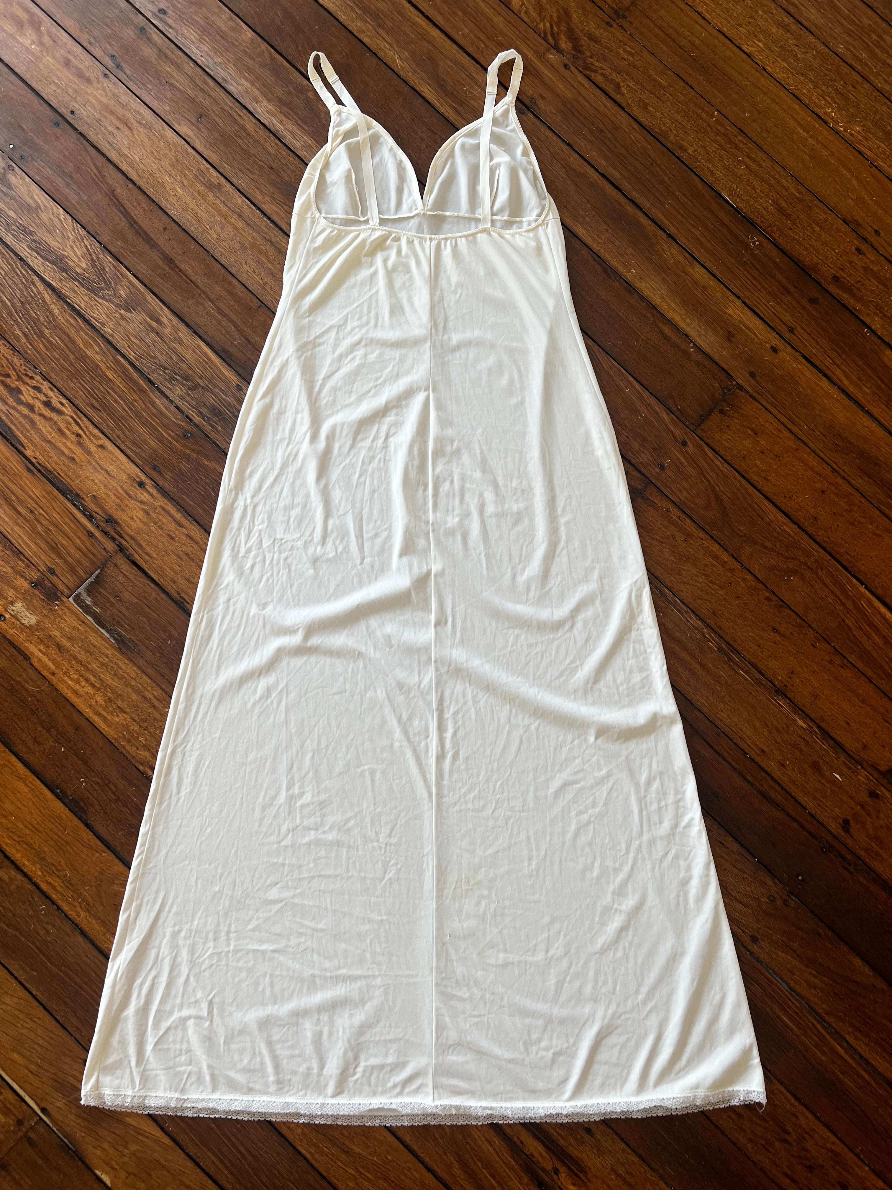 80s Plunge Neck Maxi Lingerie Dress