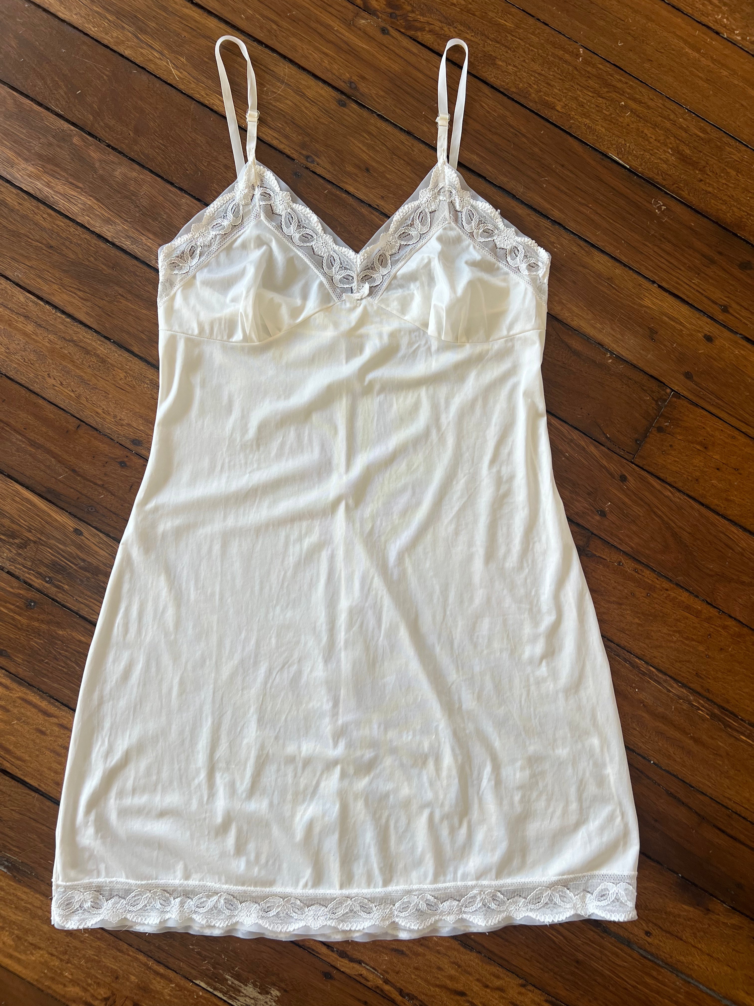 90s Lace Trim Mini Lingerie Dress