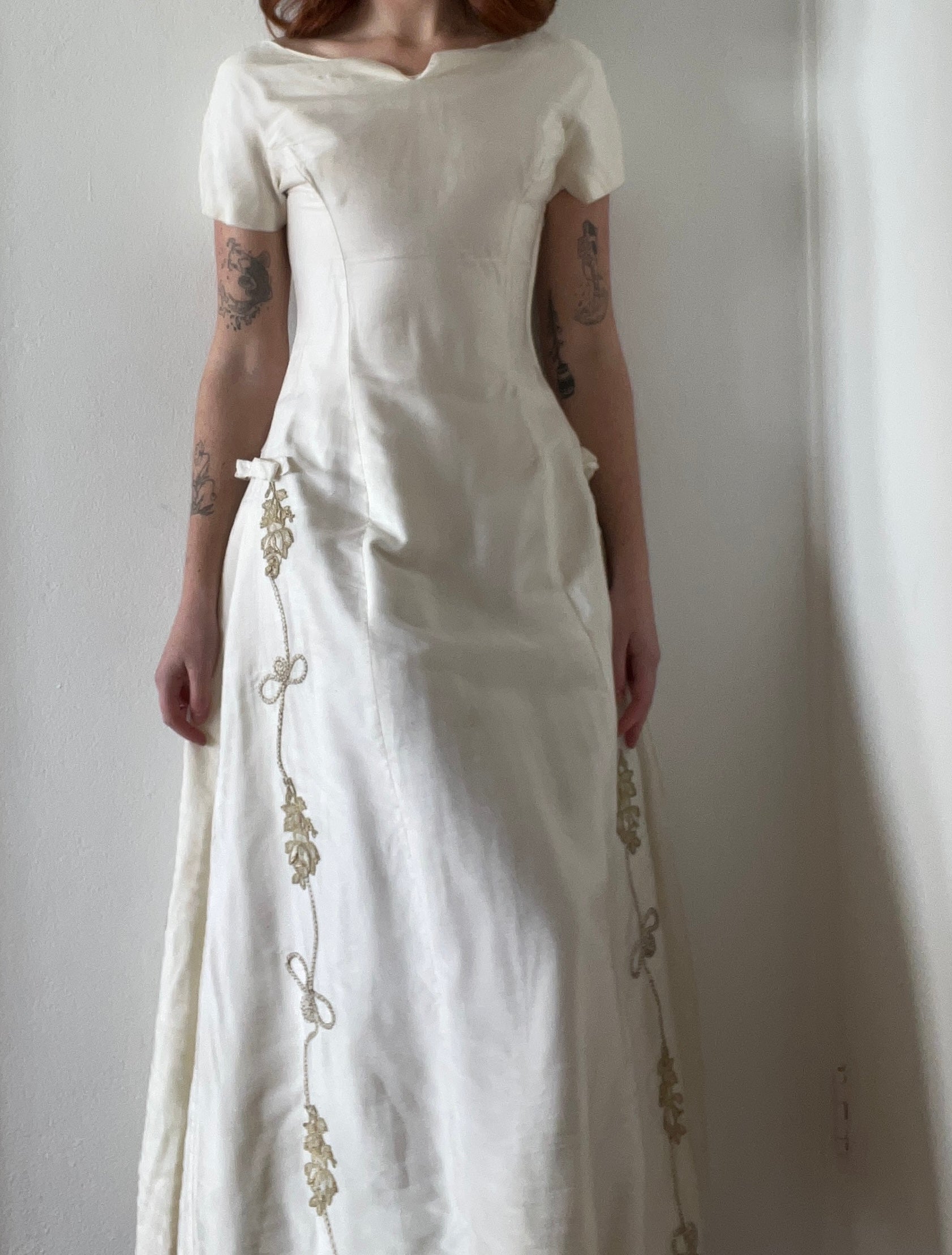 1960s Gold Embroidery Dress