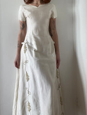1960s Gold Embroidery Dress