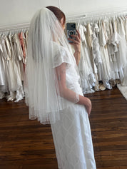 90s Elbow Length Double Tiered Veil
