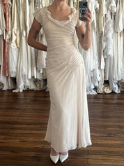 90s Vera Wang Radiating Pleated Chiffon Dress