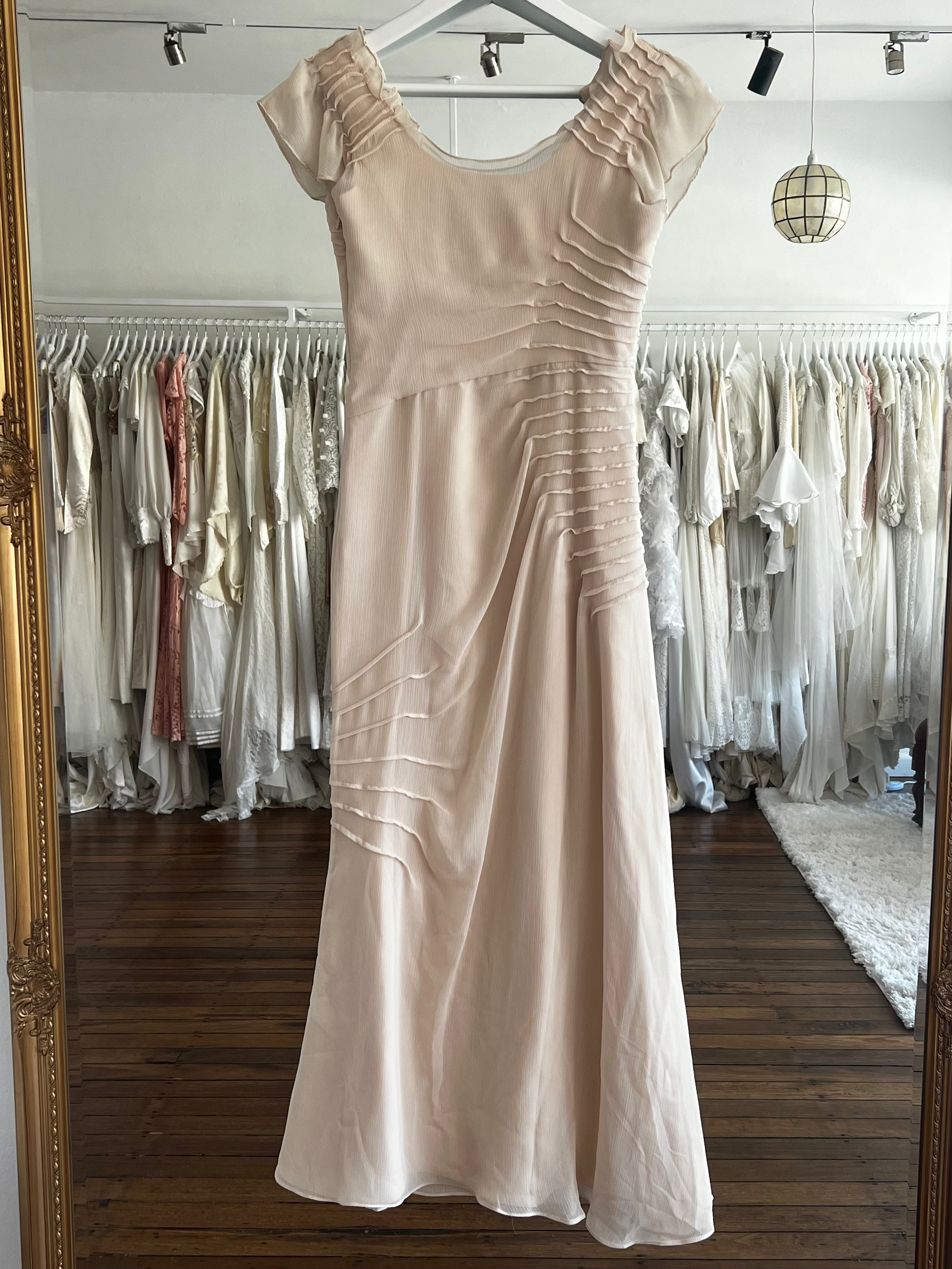 90s Vera Wang Radiating Pleated Chiffon Dress