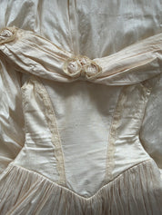 1990 Raw Silk Off-the-shoulder Basque Waist Dress