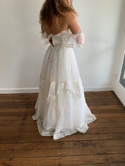 90s Satin Appliqué Organza Dress