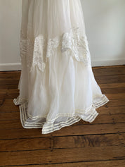 90s Satin Appliqué Organza Dress