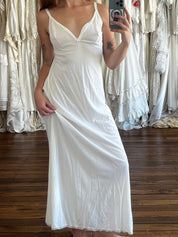 80s Plunge Neck Maxi Lingerie Dress