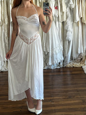 90s Backless Halter Lace Basque Waist Lingerie Dress