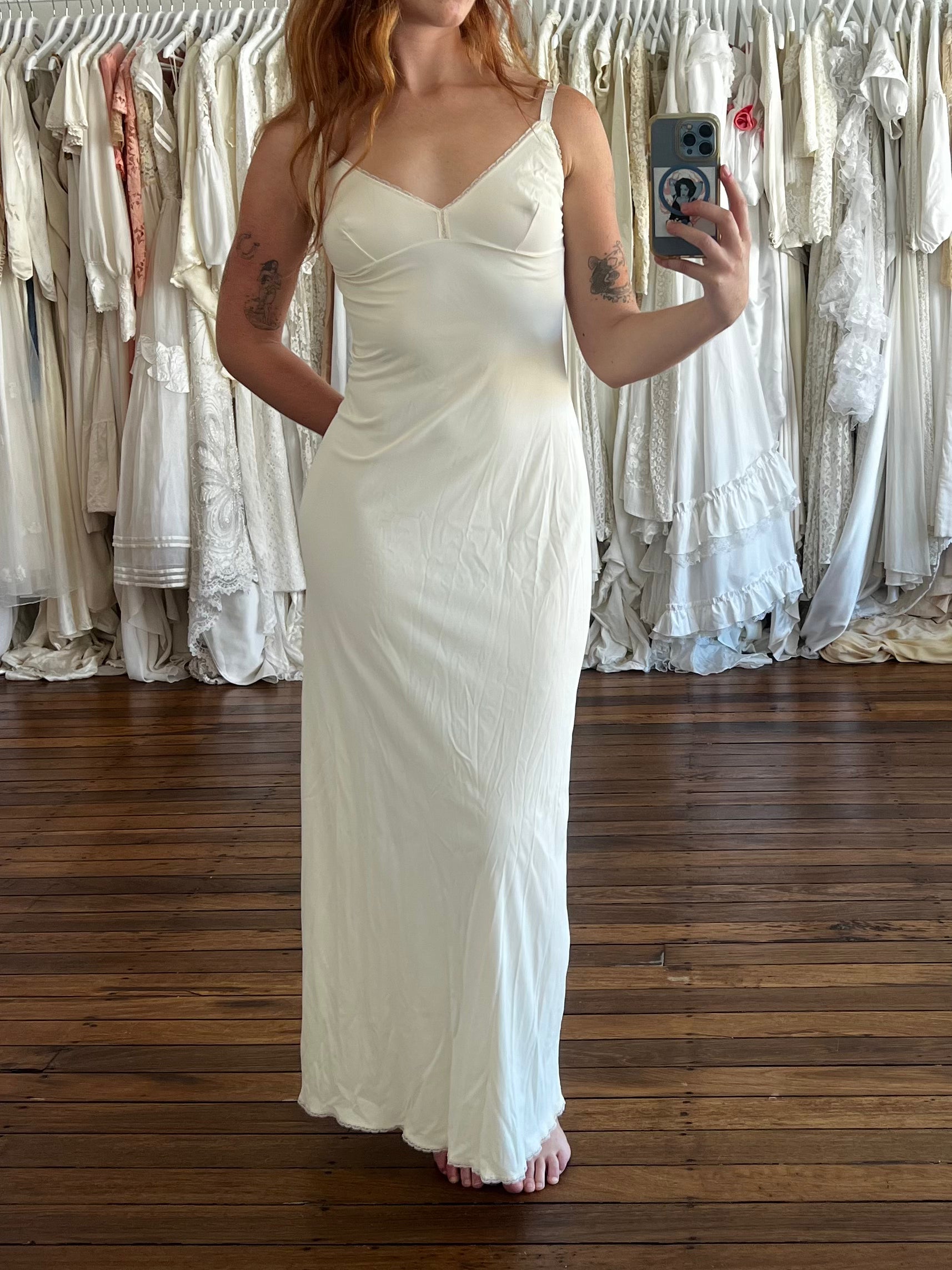 90s Cream Maxi Lingerie Dress