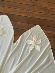 30s Silk Collared Dramatic Floral Detail Train Gown