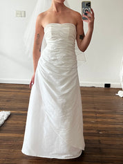 90s Strapless Aysm Pleated Bodice Dress