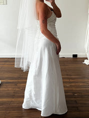 90s Strapless Aysm Pleated Bodice Dress