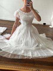 70s Off-the-shoulder Tulle and Lace Fairy Dress