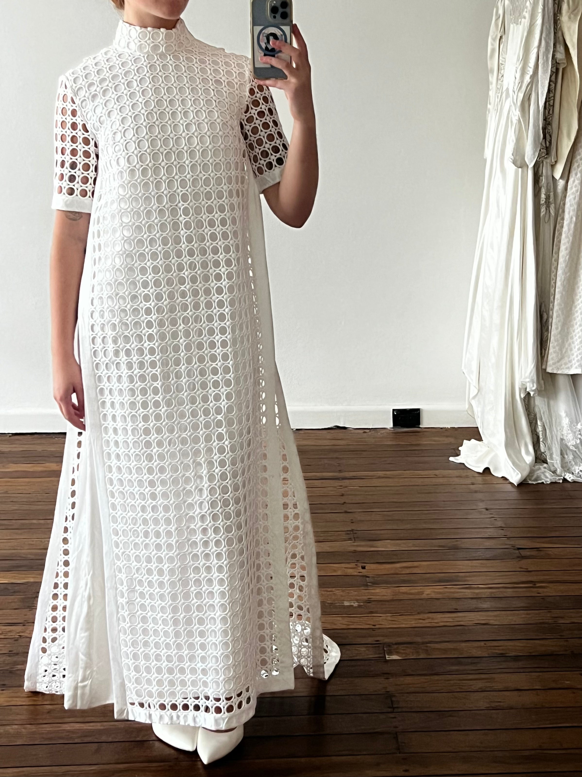 60s Space Age Guipure Lace Shift Dress