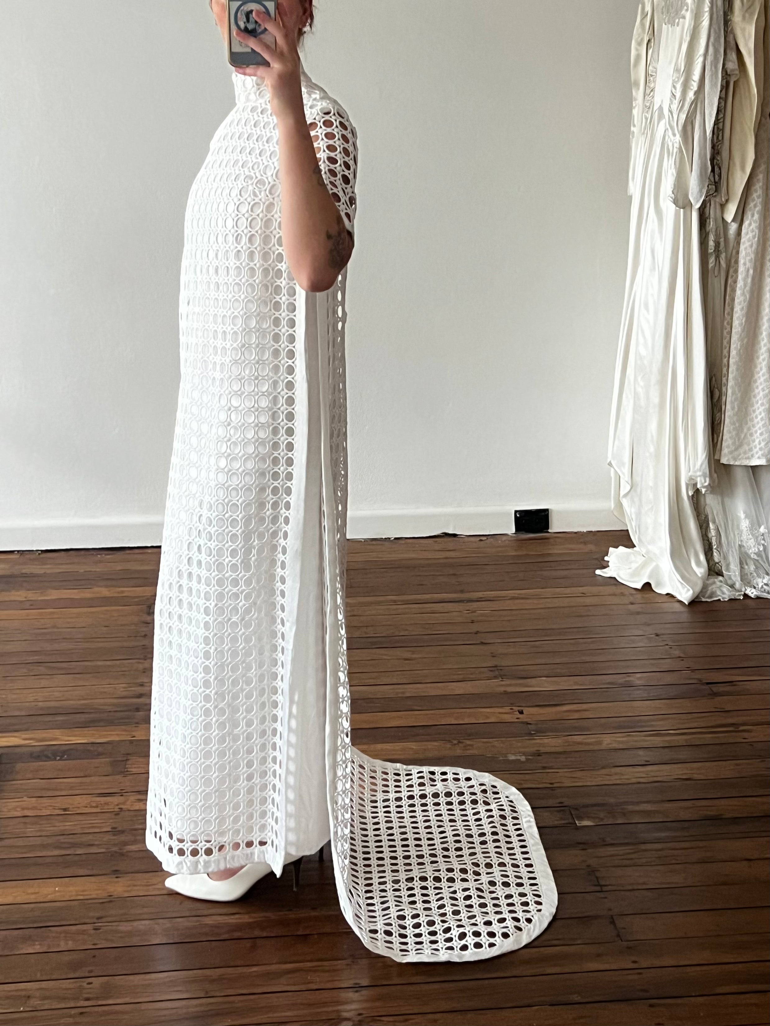 60s Space Age Guipure Lace Shift Dress