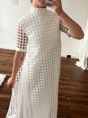 60s Space Age Guipure Lace Shift Dress
