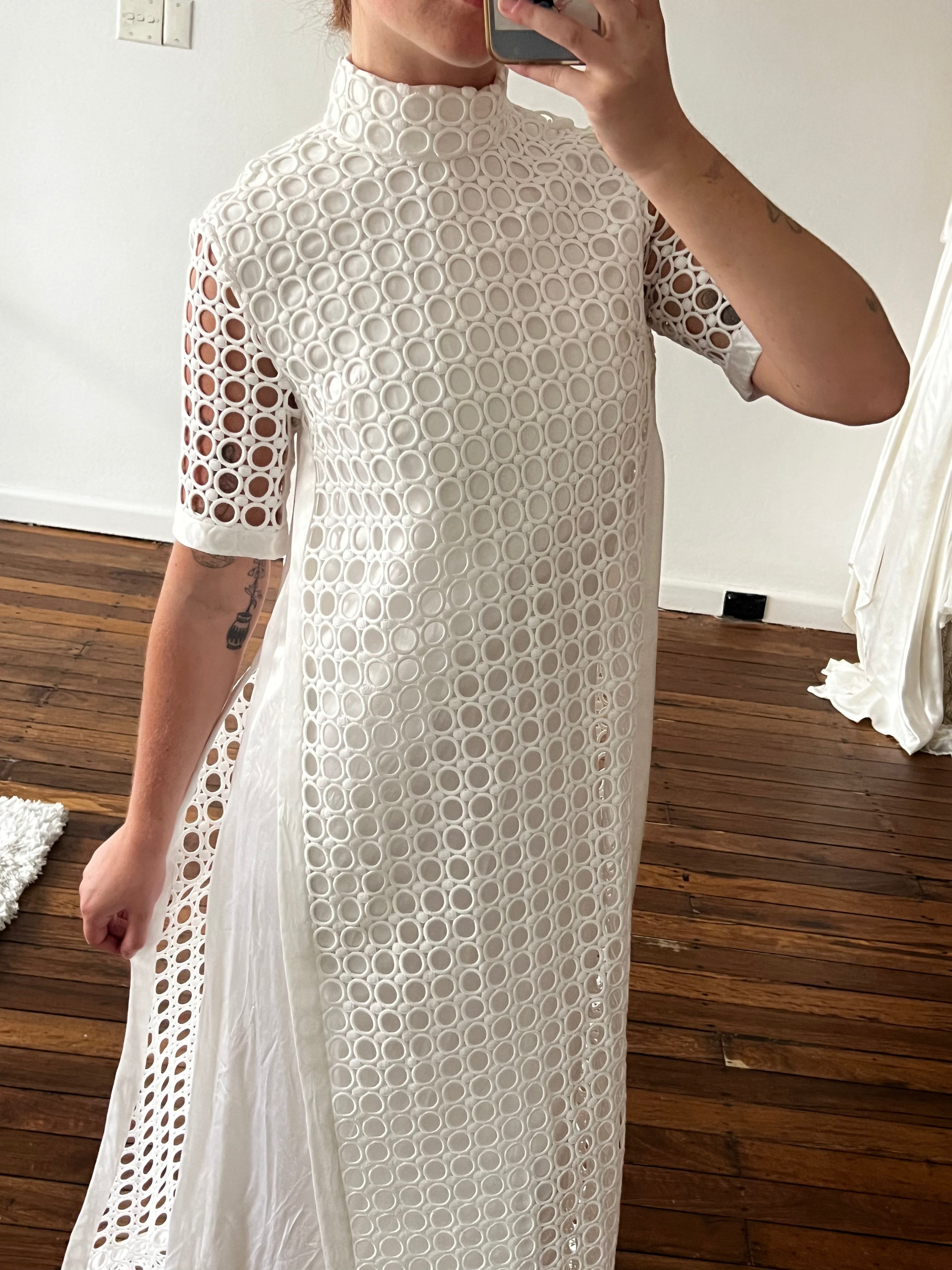 60s Space Age Guipure Lace Shift Dress