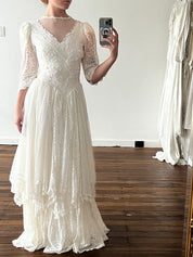 80s Long Sleeve Lace Fairy Dress